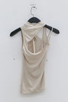 OUDE WAAG knitted asymmetric suspender vest OW-23SS-TP06 meters gray